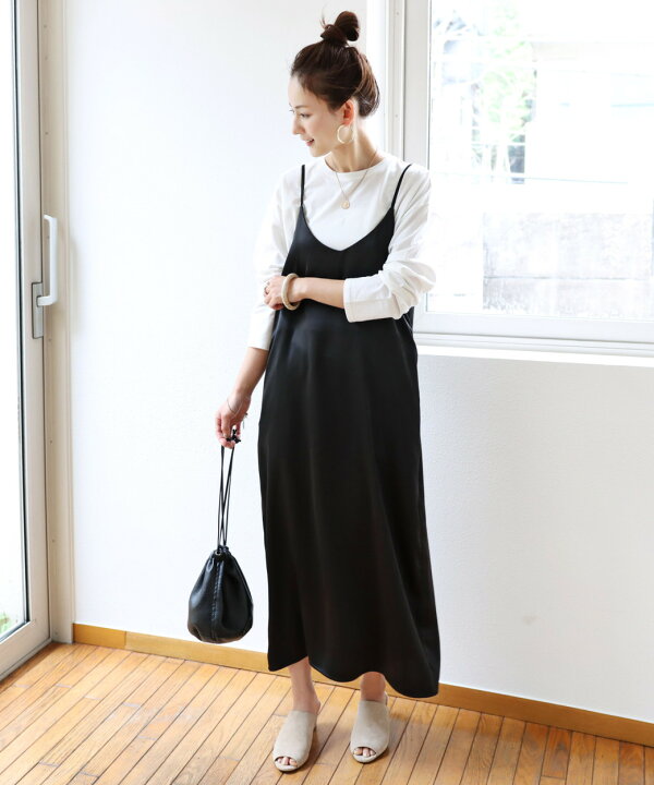 楽天市場】【メール便C】サテン キャミ ワンピース レディース ロング  