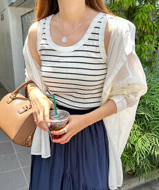 コットンフライス ボーダー ワイドリブ タンクトップ レディース トップス tシャツ ボーダーtシャツ カットソー 半袖トップス キャミソール 体型カバー ラウンドネック ノースリーブ インナー バインダー カジュアル 伸縮性 コットン100％ M/Lサイズ 春 夏 秋