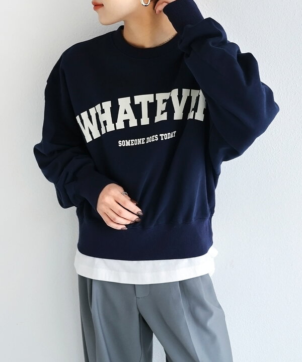 楽天市場】【宅配便A 】コットン 裏毛 whatever カレッジロゴ プリント 