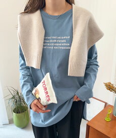 【メール便対応C】【一部予約】無地/ボーダー ロゴ刺繍 コットン 長袖 Tシャツ レディース クルーネック ラウンドヘム オーバーサイズ 体型カバー コーマ天竺 S/Mサイズ 春 秋 冬