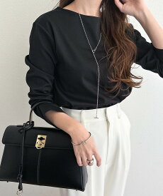 ポンチ 長袖 Tシャツ ラウンドネック 無地 ボーダー トップス レディース 長袖Tシャツ ロンT カットソー インナー オーバーサイズ 体型カバー ゆったり ストレッチ スリット セレモニー オケージョン きれいめ オフィス カジュアル M L 春夏 秋冬 春 秋 冬