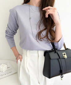 ポンチ 長袖 Tシャツ ラウンドネック 無地 ボーダー トップス レディース 長袖Tシャツ ロンT カットソー インナー オーバーサイズ 体型カバー ゆったり ストレッチ スリット セレモニー オケージョン きれいめ オフィス カジュアル M L 春夏 秋冬 春 秋 冬