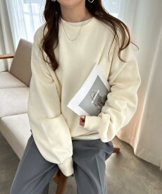 裏起毛 スウェット 長袖 トップス レディース 長袖Tシャツ ロンT カットソー スウェットトップス スウェットカーディガン トレーナー オーバーサイズ 体型カバー ゆったり 楽ちん ボリューム袖 ポケット カジュアル あったか 暖か 防寒 秋冬 春 秋 冬