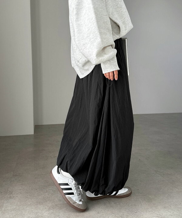 Y.M.D.O ブラック ナイロン バルーン ロング スカート サイズ 3L 楽天  