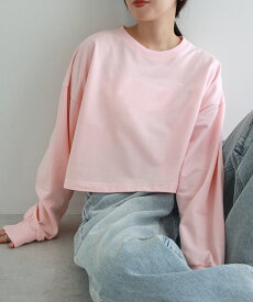 スウェット ショート丈 長袖 Tシャツ レディース ロンT 長袖Tシャツ トップス カットソー スウェットトップス トレーナー インナー オーバーサイズ 体型カバー ゆったり 楽ちん ボリューム袖 裏毛 薄手 コットン カジュアル トレンド 春夏 秋冬 春 秋 冬