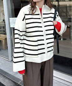 カーディガン ノーカラー ニット ジャケット レディース ノーカラージャケット ウールコート ブルゾン ジャンパー トップス アウター 羽織り オーバーサイズ 体型カバー ゆったり ジップ 無地 ボーダー きれいめ オフィス カジュアル 春服 秋服 冬服 春夏 秋冬 春 秋 冬