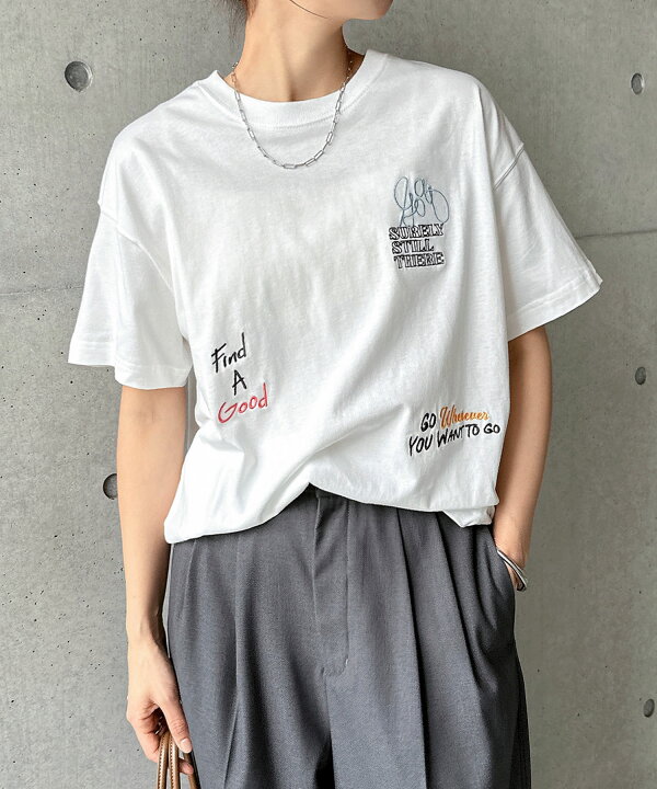 楽天市場】ランダム ロゴ 刺繍入り 半袖 Tシャツ レディース トップス 
