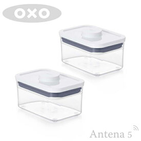 OXO ポップコンテナ2 レクタングル ミニ（0.6L）×2個セット 【オクソー キッチン収納 台所収納 デザイン雑貨 収納スペース ストッカー 保存容器 ストック 北欧 スタッキング】 麦茶 お茶パック お米 米びつ ペットフード プロテイン オートミール グラノーラ 母の日