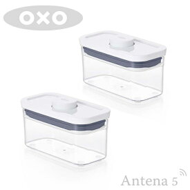 OXO ポップコンテナ2 スリムレクタングル ミニ（0.4L）×2個セット 【オクソー キッチン収納 台所収納 デザイン雑貨 収納スペース ストッカー 保存容器 ストック 北欧 スタッキング】 麦茶 お茶パック お米 米びつ ペットフード プロテイン オートミール グラノーラ 母の日