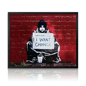 【送料込】 アートパネル Banksy バンクシー I Want Change ?玄関 グラフティ アートポスター おしゃれ 絵画 風刺画 インテリア 壁掛け 寝室 リビング スタイリッシュ ギフト 新築祝い 新生活 送料無料 ssx