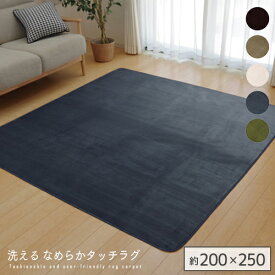 【送料込】洗えるラグ ピオニー 3畳 約200×250cm | 無地 滑り止め加工 抗菌 防臭 マイクロファイバー フランネル 軽量 ラグ カーペット マット 絨毯 ホットカーペット 床暖房 丸洗い 長方形 おすすめ おしゃれ 北欧 モダン ナチュラル リビング ダイニング 送料無料 spp