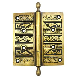 蝶番 丁番 ヒンジ 真鍮 ゴールド アンティーク レトロ クラシック ヴィンテージ風 門扉 扉 ドア 蓋 パーツ 建具 建材 リメイク DIY 修理 交換 取り換え オイルステイン塗装 平蝶番 取付ねじ付