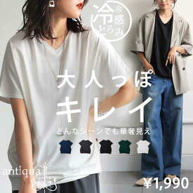 再入荷予定有!接触冷感フレンチトップス レディース トップス 無地 半袖・(50)メール便可