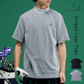 ストライプトップス メンズ ゴルフウェア 半袖 送料無料・(500)メール便可【Z】