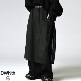 メッシュ切替 ワイドパンツ レディース ロング 無地 送料無料・メール便不可