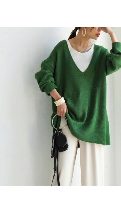 Antiqua アンティカ 1030 31 Vネック Knit サイズs トップス ニット レディース 万能綿 綿 正規通販 万能綿