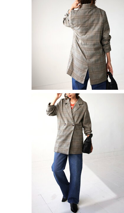 楽天市場】チェック柄 テーラードジャケット レディース 羽織り 送料  