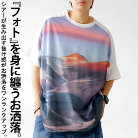 6月10日限定!日替わり1000円クーポン!Tシャツ メンズ トップス 半袖 山 柄 柄トップス 送料無料・(100)メール便可【Z】 父の日