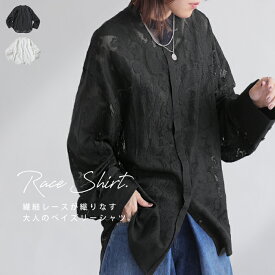 レースシャツ シャツ レディース トップス 長袖 ブラウス 送料無料・(100)メール便可【258B】