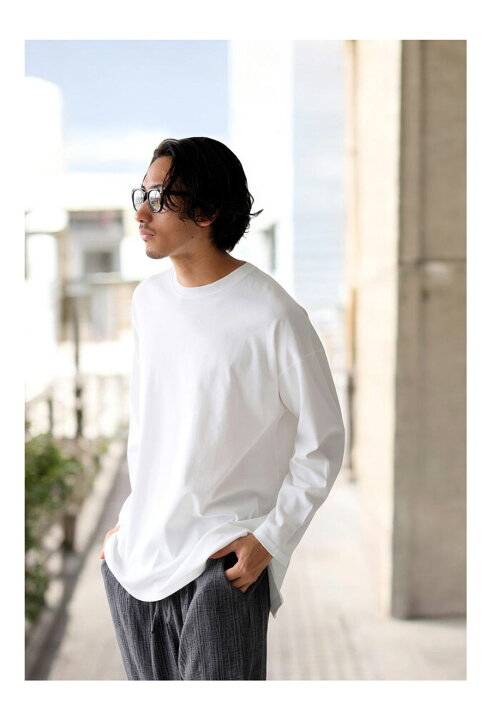 楽天市場】ロンT ロングTシャツ メンズ トップス 長袖 無地 丸首 