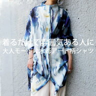 アート柄シャツ シャツ レディース トップス 長袖 送料無料・再入荷 (80)メール便可