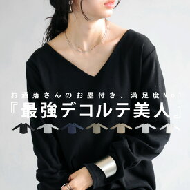 特別送料無料【ブロガー様ご愛用！】大ヒット！ コットンVネックロンT ロンT レディース トップス 長袖 綿・再再販。(100)メール便可