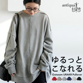 裏毛プルオーバー レディース 長袖 クルーネック 綿 送料無料・メール便不可