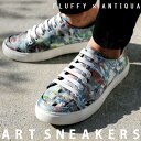 BIGサマーセール40％OFF！11日10時迄 FLUFFY×ANTIQUA スニーカー レディース 靴 総柄・メール便不可【251B】(返品・キャンセル・交換不可)