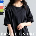 BIGサマーセール20％OFF！11日10時迄 バスクTシャツ Tシャツ レディース トップス 半袖 五分袖・(100)メール便可(返品・キャンセル・交換不可)
