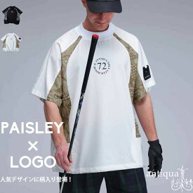 ANTIQUA GOLF×STCH トップス メンズ 半袖 クルーネック ペイズリー切替 ポケット付き 大きいサイズ きれいめ 低身長 高身長 大人カジュアル モード シンプル 着回し 高見え antiqua 送料無料 ・(80)メール便可