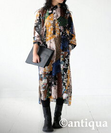 ワンピース レディース 長袖 柄ワンピ ロング 柄 送料無料・再入荷 メール便不可