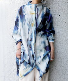 アート柄シャツ シャツ レディース トップス 長袖 送料無料・再再販。(80)メール便可