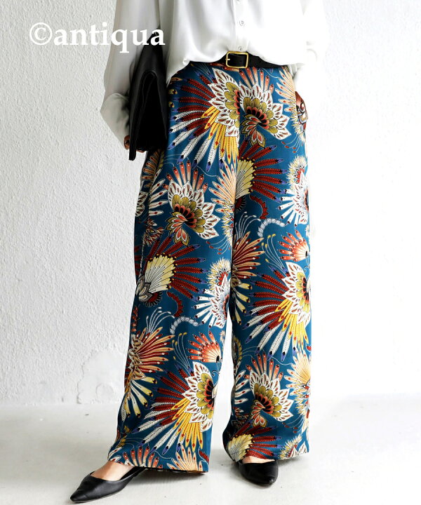 楽天市場】ピーコック柄 ワイドパンツ パンツ レディース 柄 送料無料  