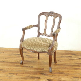 【短納期OK】 アンティーク 家具 アンティーク　アームチェア　猫脚　肘掛け椅子　かわいいシルエット　華やかなデザイン　サロンチェア　フランス　64701