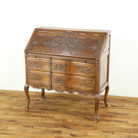 フランス　ライティングビューロー 素晴らしい彫刻　美しいたたずまい　デスク内のレイアウトも魅力　アンティークフレックス　65172