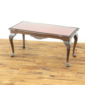 コーヒーテーブル ガラストップ 美しい猫脚 長方形 背が低め 可愛らしいデザイン 美しい彫刻も魅力 イギリス アンティークフレックス 80145