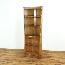 コーナーキャビネット 飾り棚 収納棚 上部はオープンラック 下部は木製扉 ディスプレイキャビネット 英国 アンティークフレックス 80160