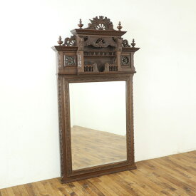 アンティーク 家具 ミラー　立て掛け式　姿見鏡 オーバーマントルミラー 美しい彫刻　華やかな印象　フランス　アンティークフレックス　64593
