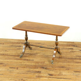 【短納期OK】 英国　コーヒーテーブル　リージェンシー様式　杢目を活かした天板デザイン　ローテーブル　イギリス　アンティークフレックス　58567