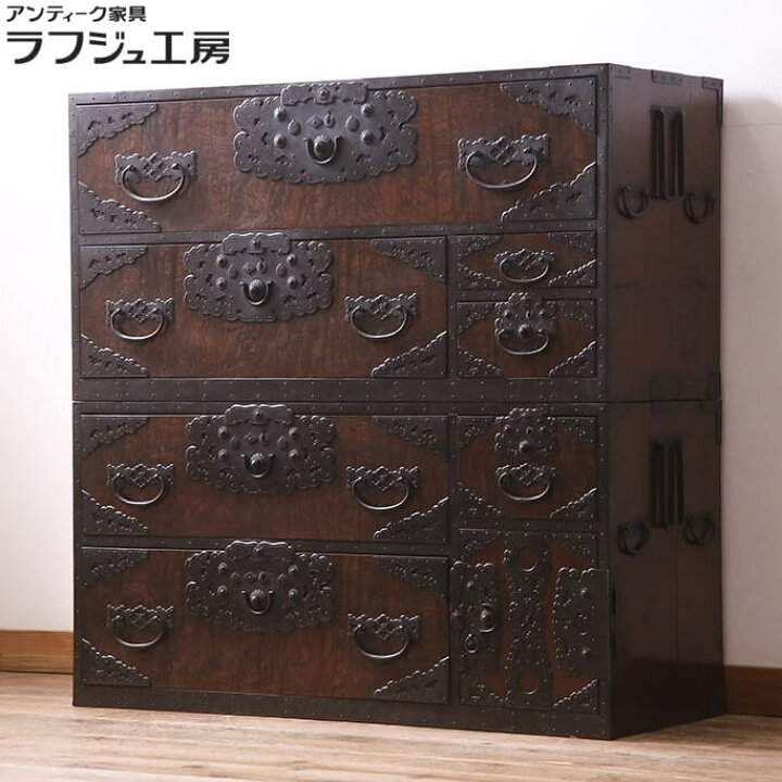 楽天市場】アンティーク家具 佐渡小木箪笥 前面ケヤキ材 玉杢 上手物 
