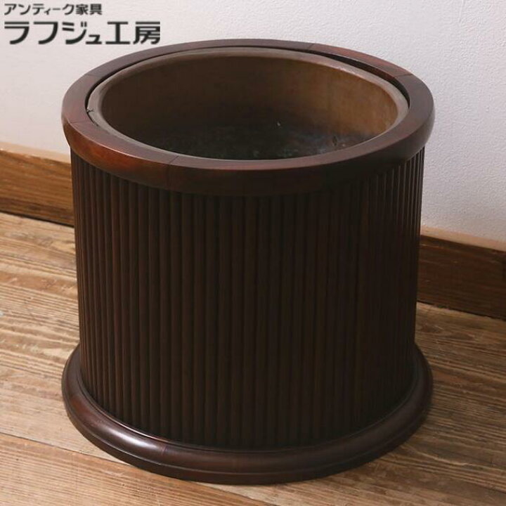 楽天市場】和製アンティーク 丸火鉢 紫檀 シタン材 珍品 円筒形 手 