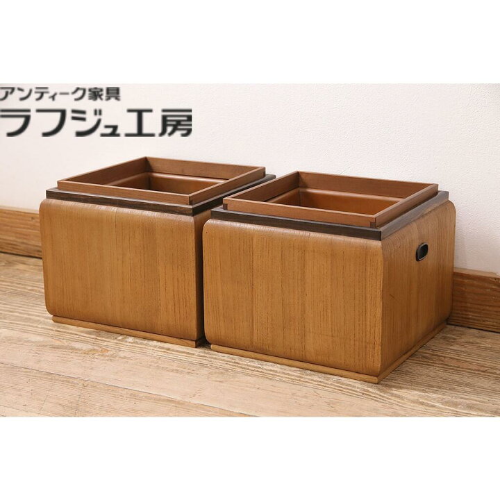 楽天市場】和製アンティーク 角火鉢 2つセット 指物工芸品 桐材 桑材 