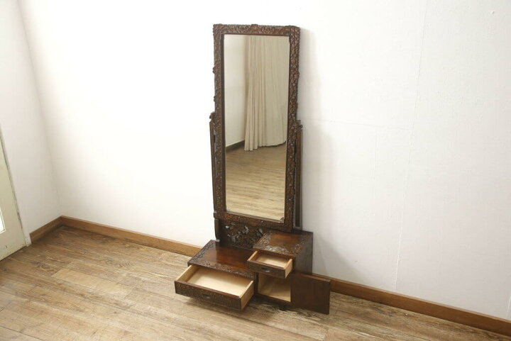 楽天市場】【中古】 美品 鏡台 伝統工芸 軽井沢彫り 彫刻 透かし彫り 