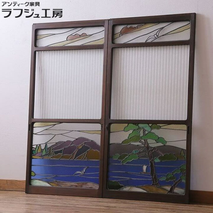 楽天市場】アンティーク建具 ステンドグラス引き戸 激レア品 大正昭和 
