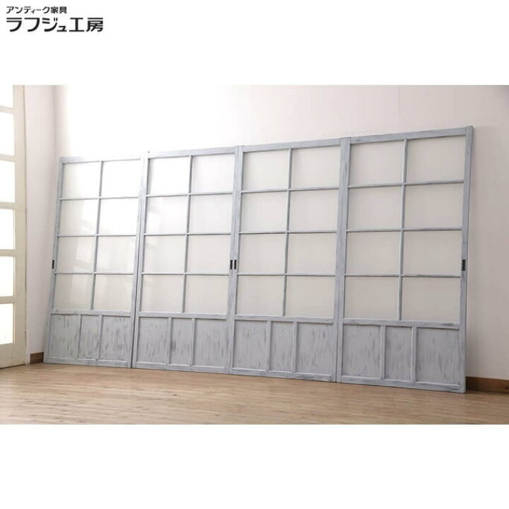 楽天市場】アンティーク建具 ガラス戸 4枚セット 和製アンティーク  
