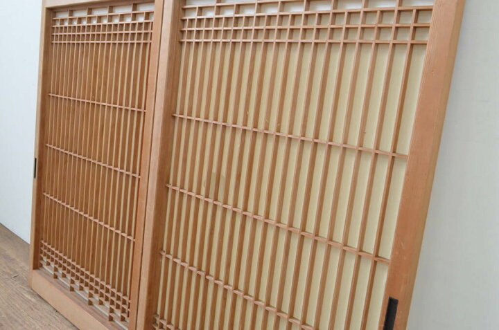 楽天市場】▽現状販売▽ アンティーク建具 格子入り障子戸 2枚セット 