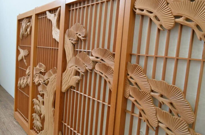 楽天市場】▽現状販売▽ アンティーク建具 書院障子戸 4枚セット 松と 