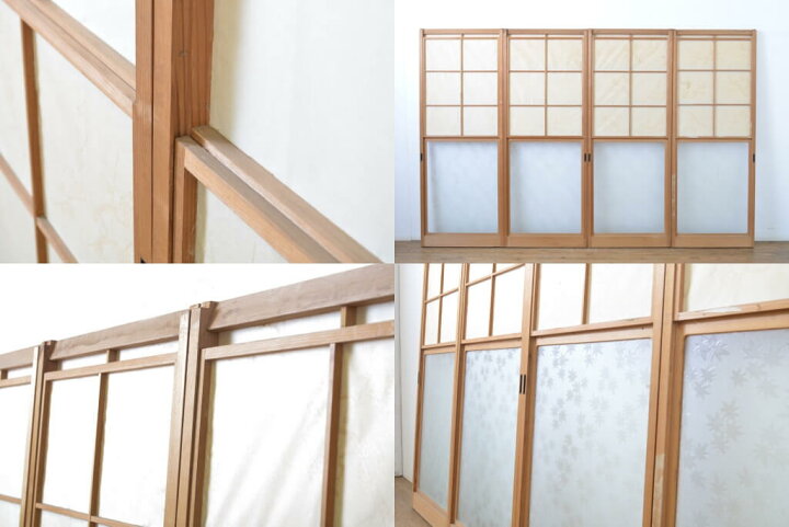 楽天市場】▽現状販売▽ アンティーク建具 幅狭雪見障子戸 4枚 セット 