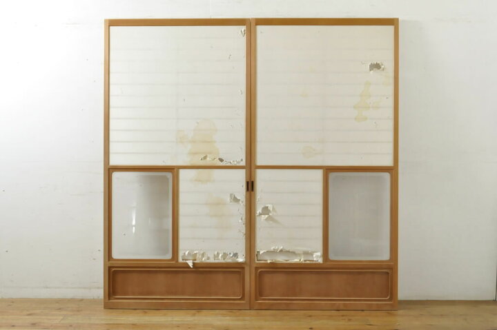 楽天市場】【中古】 ▽現状販売▽ 猫間障子戸 2枚セット 上手物 雪見 