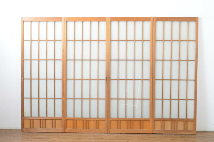 楽天市場】▽現状販売▽ アンティーク建具 ガラス入り格子戸 4枚 